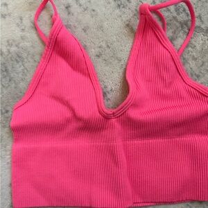 Pink Ribbed Women's Bralette